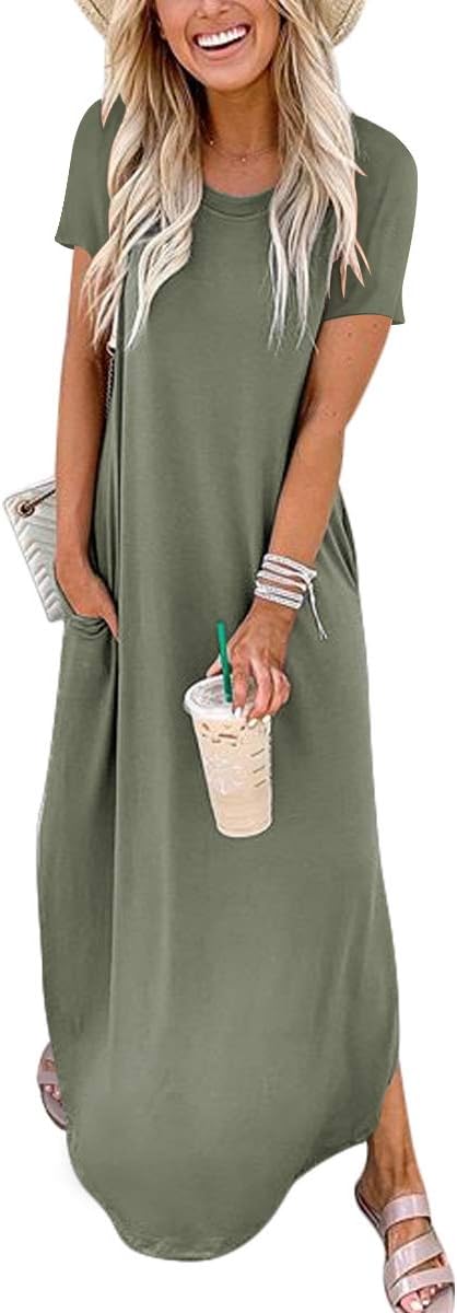 ANRABESS Womens Summer Maxi Dress Casual Loose T Shirt Dress