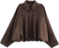 Womens Faux Suede Bomber Jacket - Lightweight Cropped Streetwear