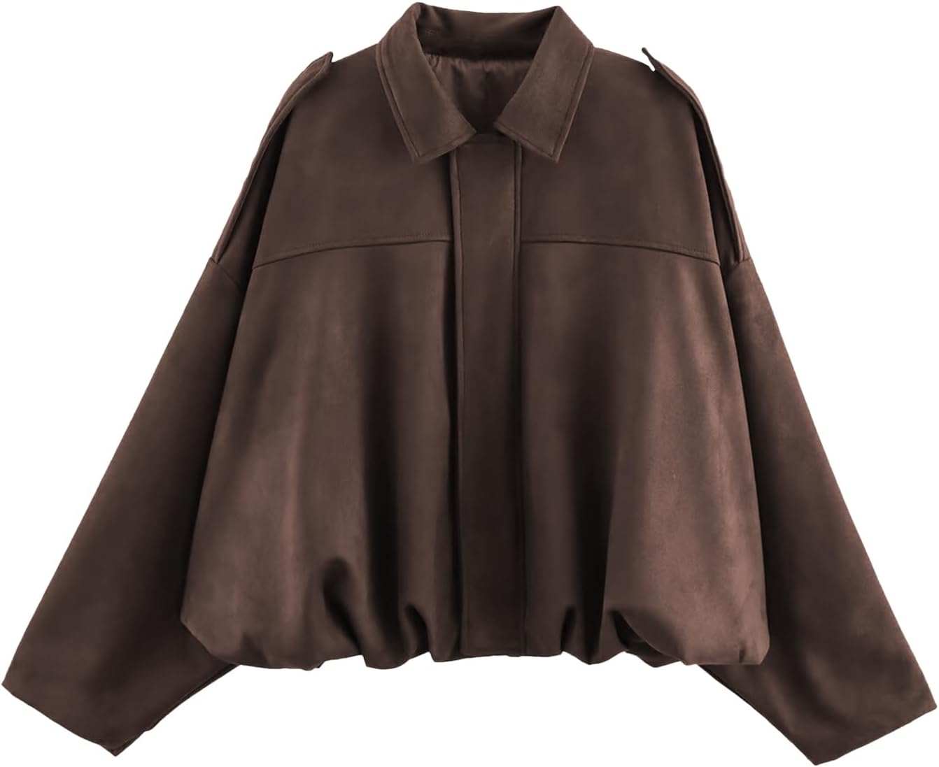 Womens Faux Suede Bomber Jacket for Casual Streetwear Style
