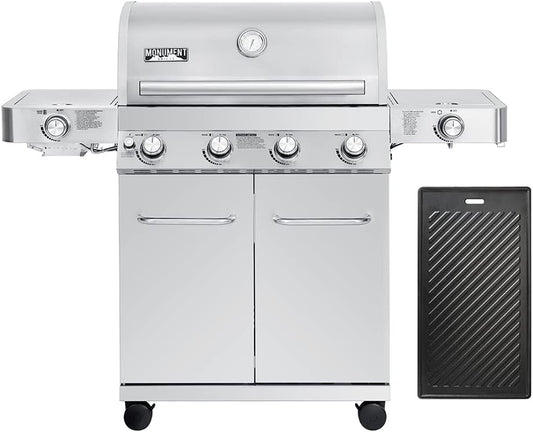Monument Grills 4-Burner Propane Gas Grill with Cooking Plate
