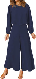 Women's 2 Piece Summer Outfits - Crop Top & Wide Leg Pants Set