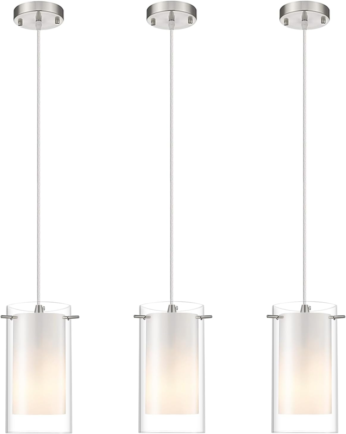 3-Light Pendant Light Fixture with Adjustable Height for Home