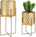 Modern Metal Planters with Stand Set of 2 for Home Decor