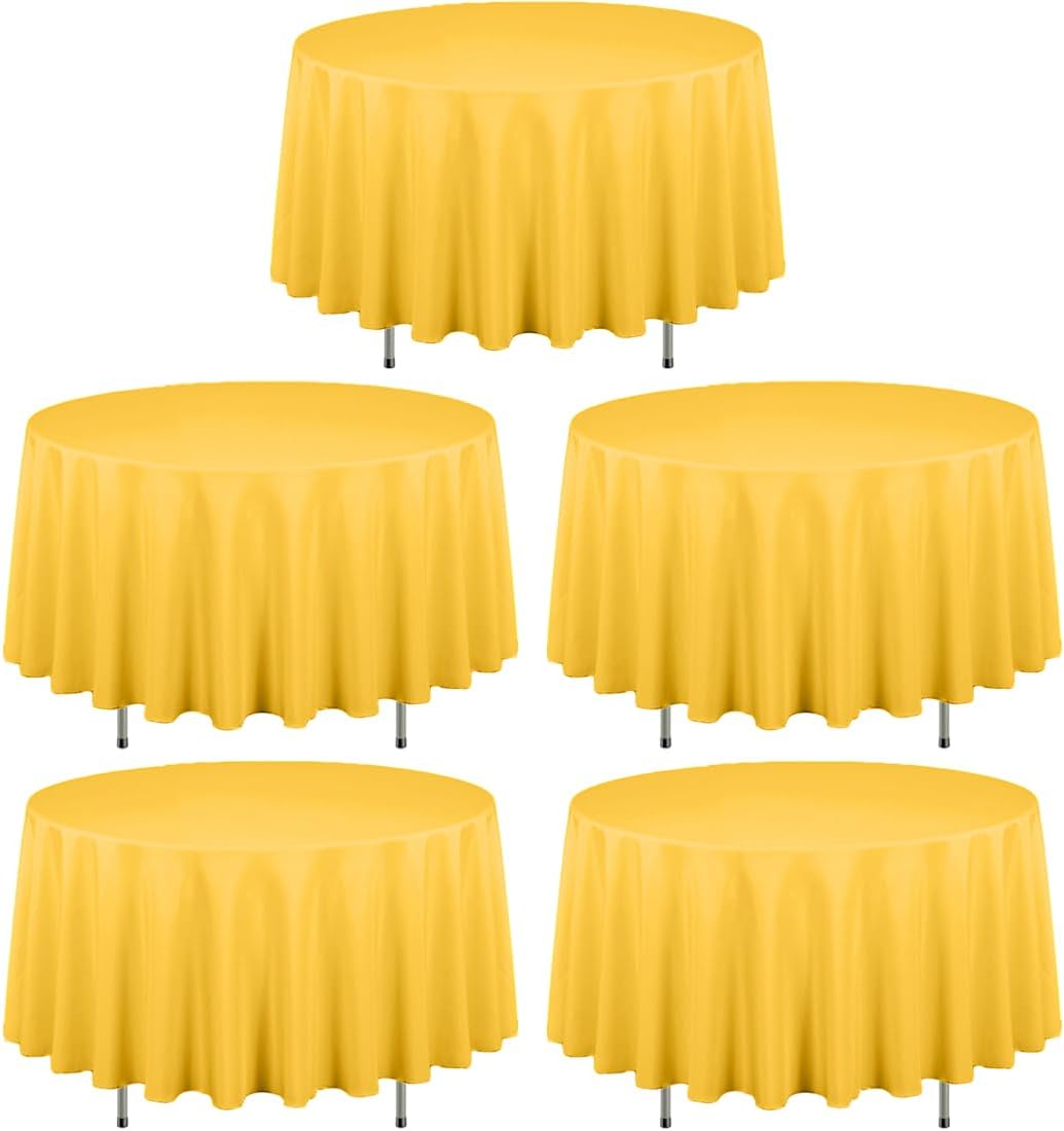 90 Inch Round Tablecloths - Wrinkle Resistant Gold Table Covers