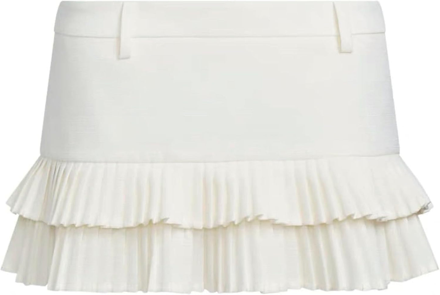 Pleated Skirts for Women Double Ruffle Mini Skirt Low Rise