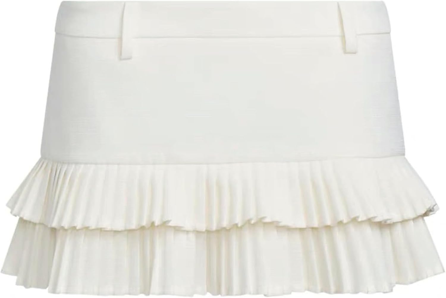 Pleated Skirts for Women Double Ruffle Mini Skirt Low Rise