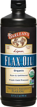 Organic Lignan Flaxseed Oil Liquid Supplement - High ALA Omega3