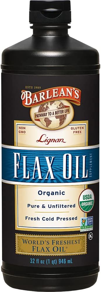 Organic Lignan Omega 3 Flaxseed Oil Liquid Supplement 32 oz