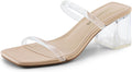Sandal Heels for Women Low Square Open Toe Block Chunky Heels