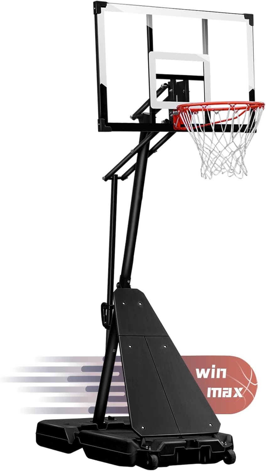 WIN.MAX Portable Basketball Hoop with Adjustable Height for All