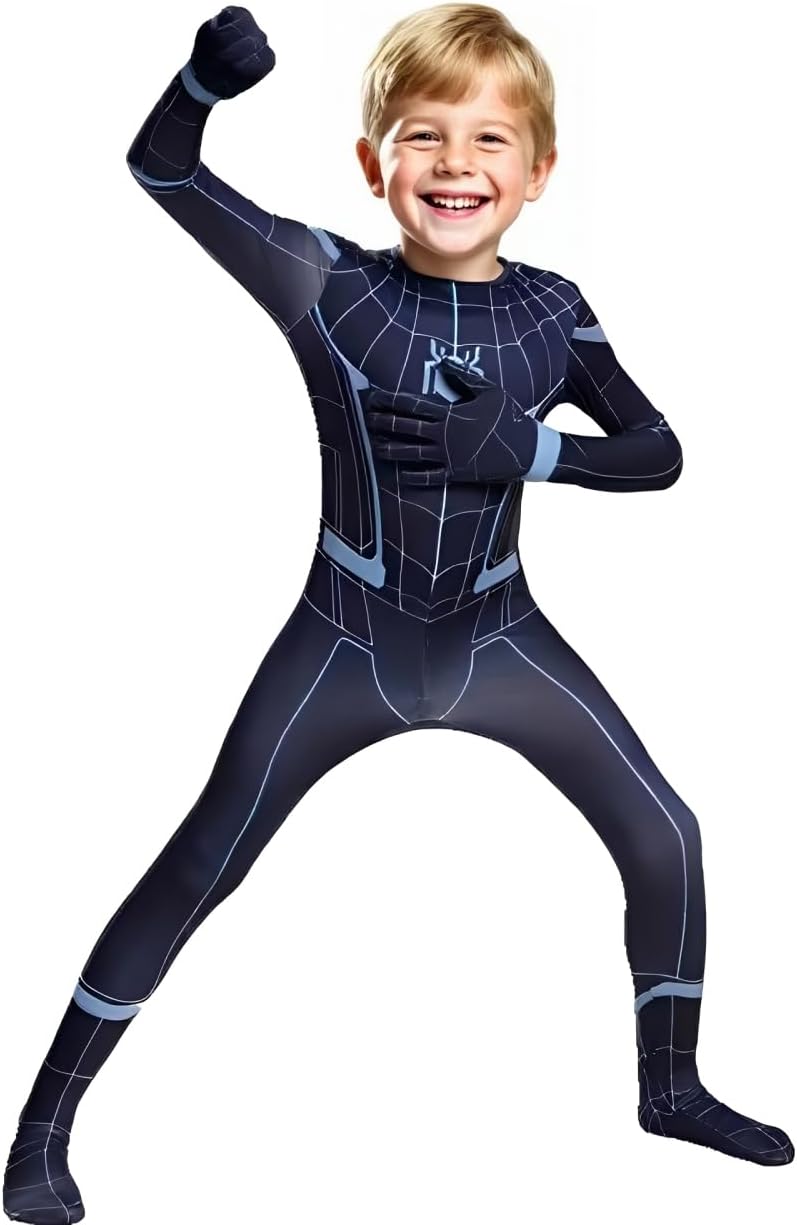 Kids Superhero Costumes Jumpsuit with Mask for Halloween Fun