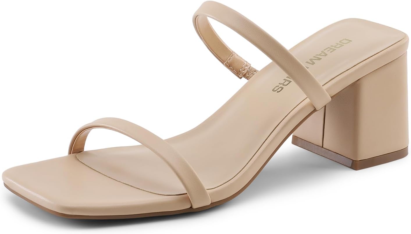 DREAM PAIRS Sandal Heels for Women with Low Block Chunky Design