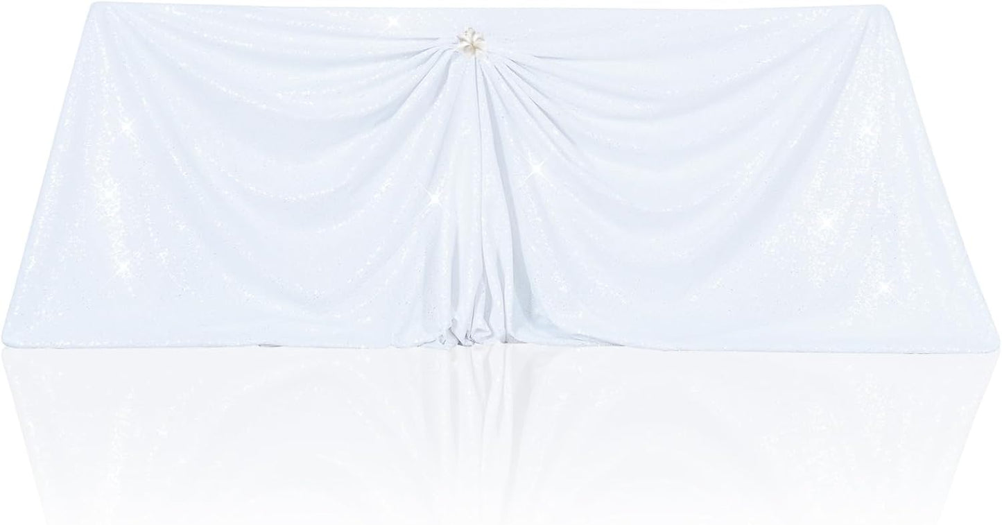 PartyDelight White Sequin Tablecloth for Elegant Events