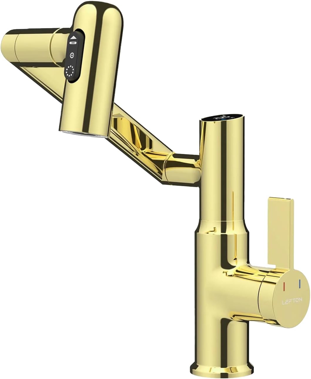Lefton Rotatable Bathroom Faucet with Temperature Display Features
