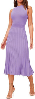 Pink Queen Crew Neck Sleeveless High Waisted Bodycon Midi Dress Formal