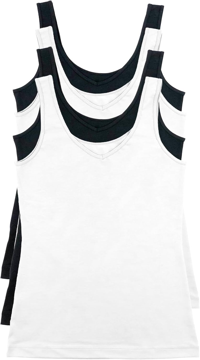 Felina Reversible Cotton Womens Tank Top 4-Pack for Comfort