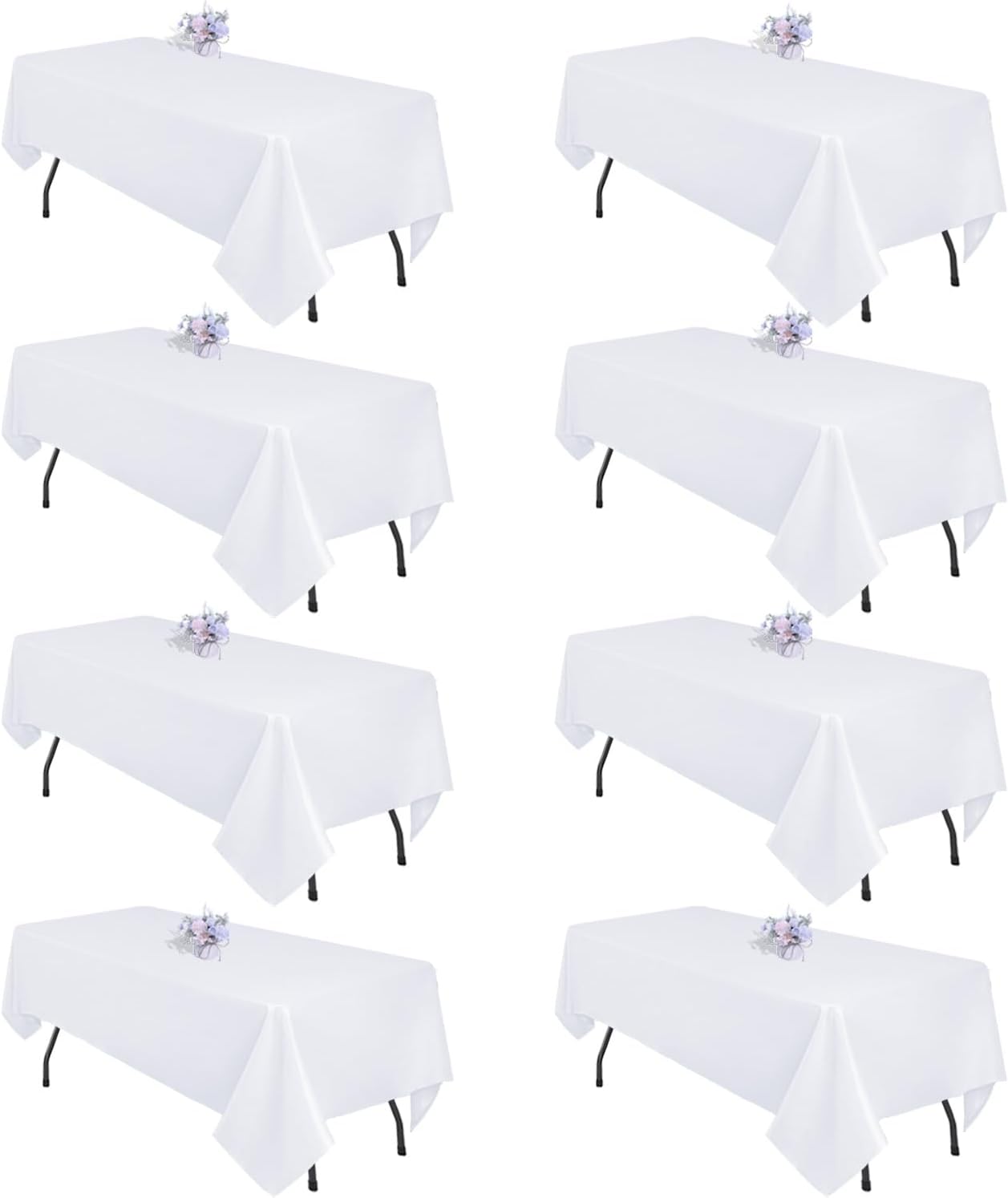 8 Pack White Table Cloths for 6 Foot Rectangle Tables - Durable