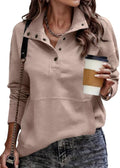 SHEWIN Women's Long Sleeve Stand Neck Sweatshirt (Style C63K)