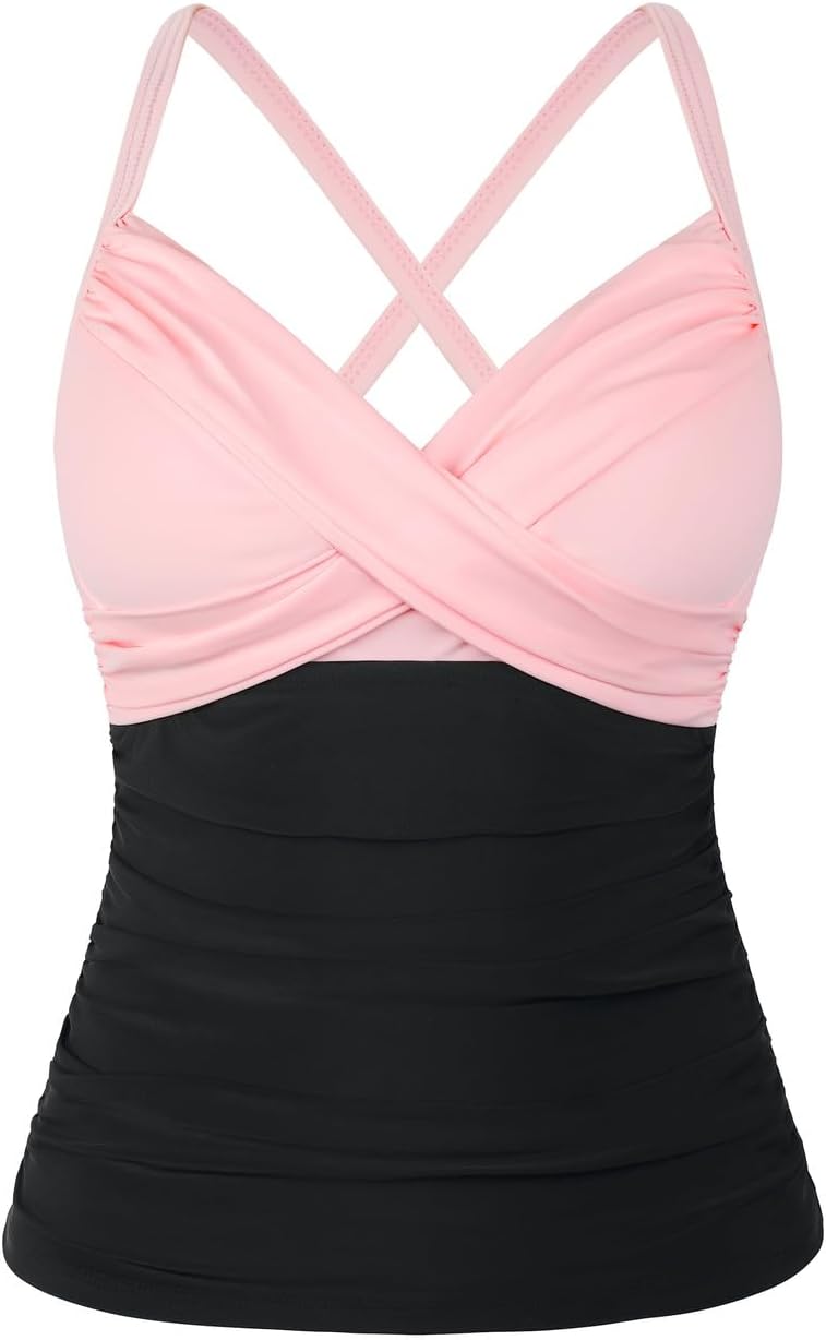 Hilor Women's Underwire Tankini Top for Tummy Control Swimwear