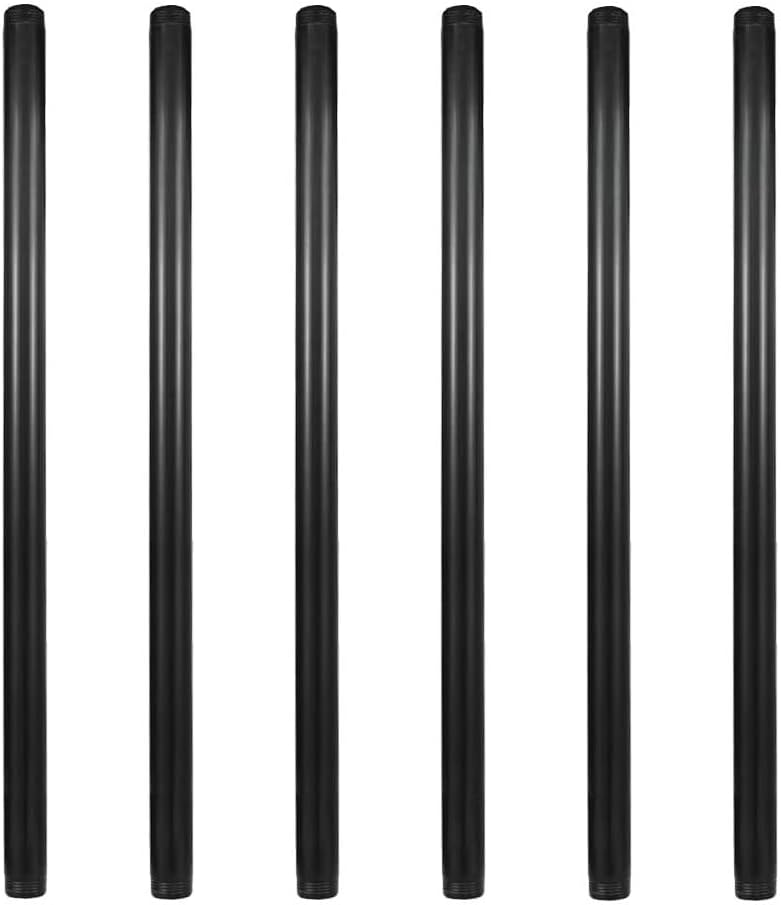 GeilSpace 6 Pack 3/4in 28in Pre-Cut Black Metal Pipe for DIY