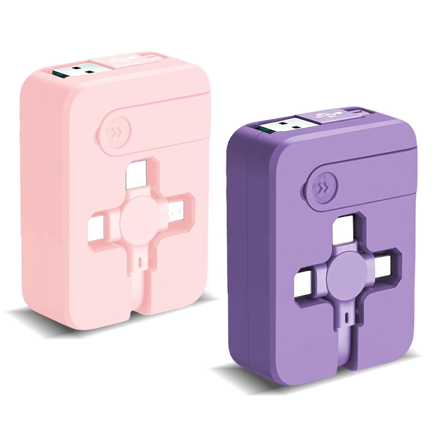 Fast Charge 3-in-1 Retractable Cable Duo - Purple Pink