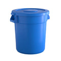 20 Gallon Blue Round Commercial Trash Can with Lid - Durable
