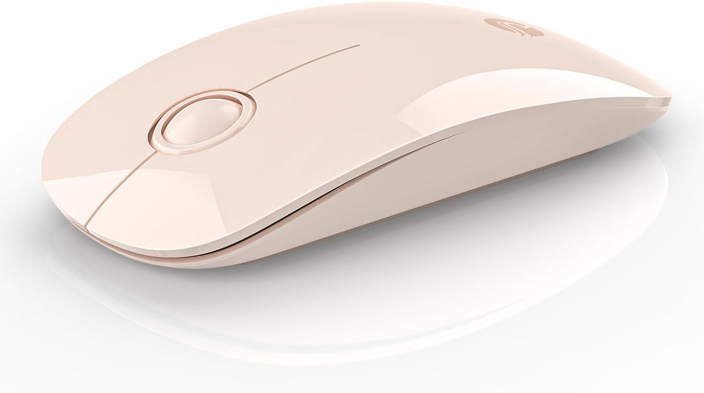 RAPIQUE Dual Mode Bluetooth Mouse - Quiet Click, Low Power, 1600 DPI - Pink