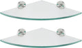 JQK Corner Glass Shelf Brushed Steel 2-Pack - Sturdy Shower Storage