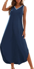 Zilcremo Women's Summer Casual Loose Sundress - Comfortable V Neck dye