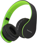 Wireless Over-Ear Foldable Headphones Black/Green - Portable Comfort