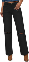 Straight Leg Jeans for Women High Waisted Cropped Ripped - Flattering