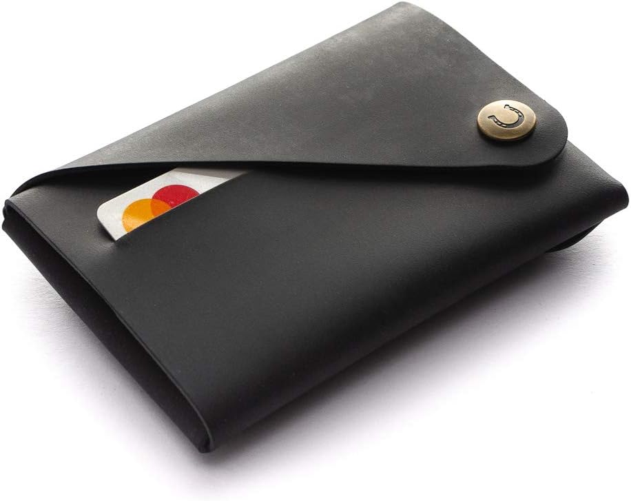 Minimalist Wallet in Carbon Black - Premium Italian Leather Pouch
