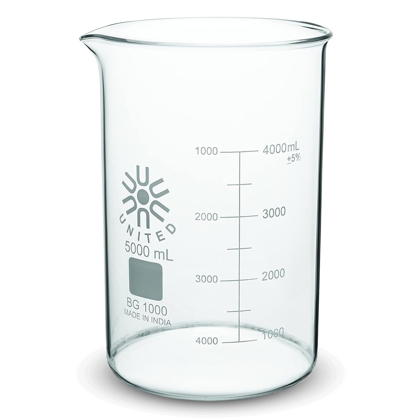 5 Liter Low Form Griffin Beaker - Durable Borosilicate Glass