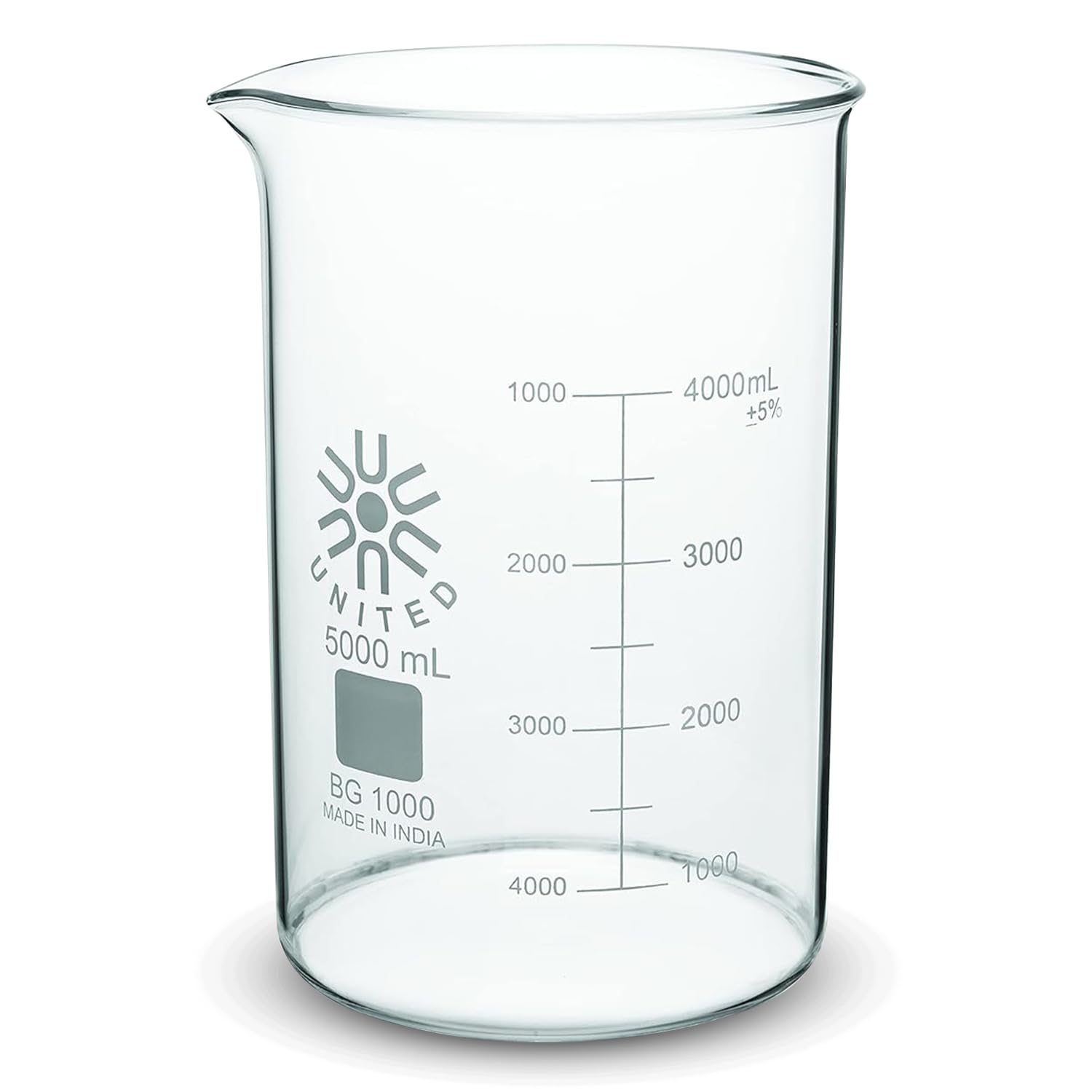 5 Liter Low Form Griffin Beaker - Durable Borosilicate Glass