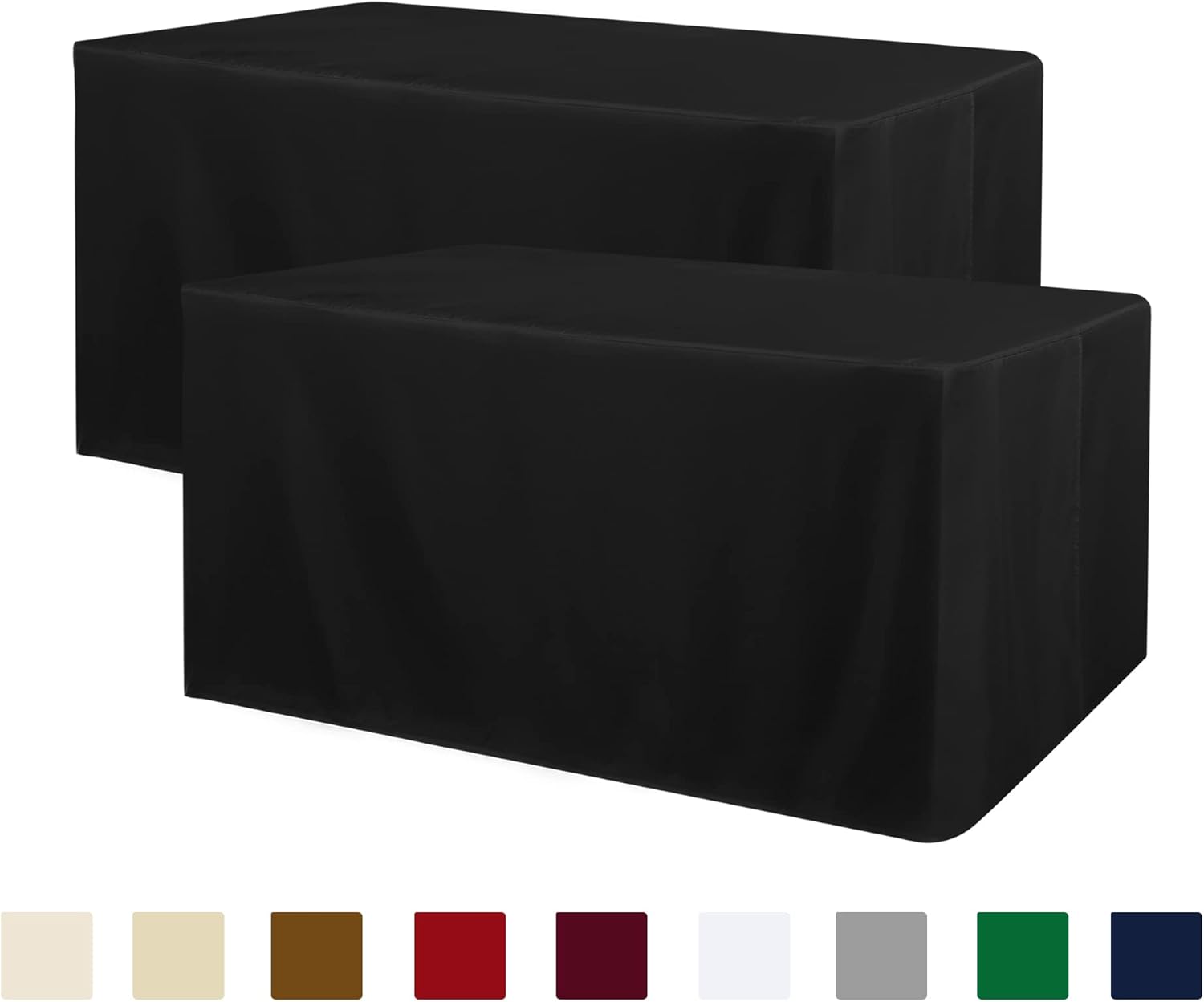 Obstal 2 Pack Black Fitted Tablecloths for 8 Foot Tables
