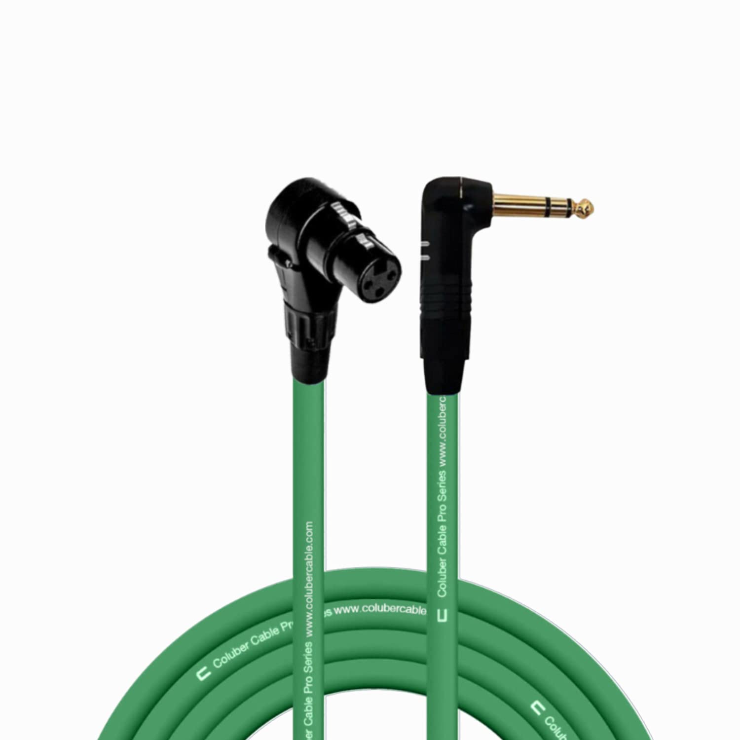 Right Angle XLR Female to 1/4 TRS Cable - 20 Feet - Green