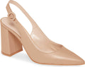 Women's Pointed Toe Block Heel Pumps Slingback Faux Leather - Chunky