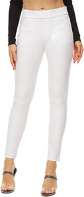 Ginasy Dress Pants for Women Skinny High Rise Pull On - White