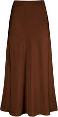 Women's Satin High Waisted Maxi Skirts - Flattering (Style CV5F)