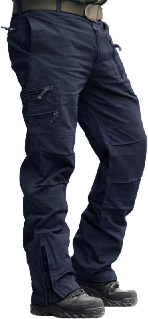 CRYSULLY Men's Tactical Cargo Pants with 9 Pockets for Work