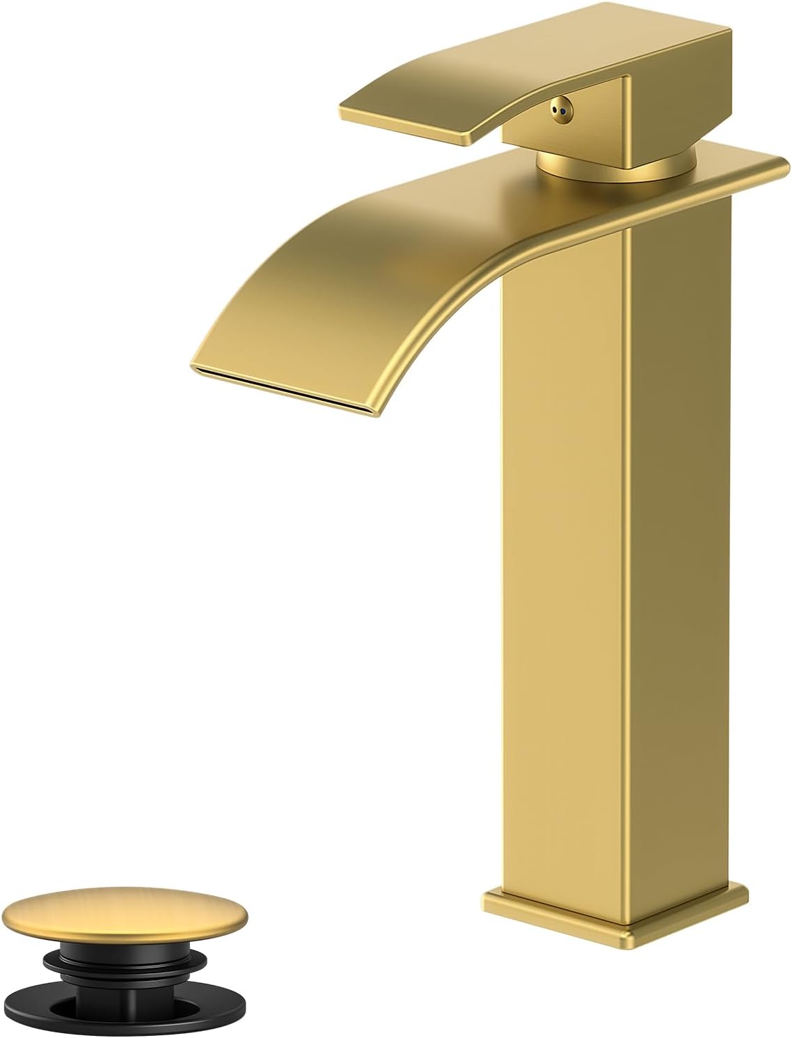 Rywuanku Tall Brushed Gold Bathroom Faucet for Modern Sinks