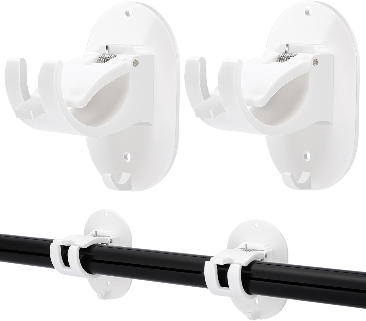 Easy Install Self-Adhesive Curtain Rod Brackets - Set of 2 | No Drilling Needed! | Funnacle
