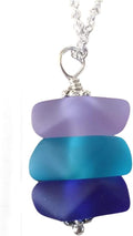 Handmade in Hawaii purple blue cobalt triple stacked sea glass