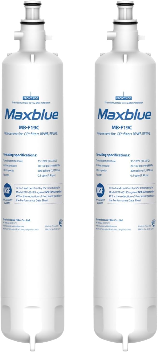 Maxblue Replacement Water Filter for GE RPWFE, RPWF - 2 Filters