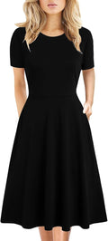 Women's Knee Length A-Line Dress with Pockets - Vintage 50s Fit