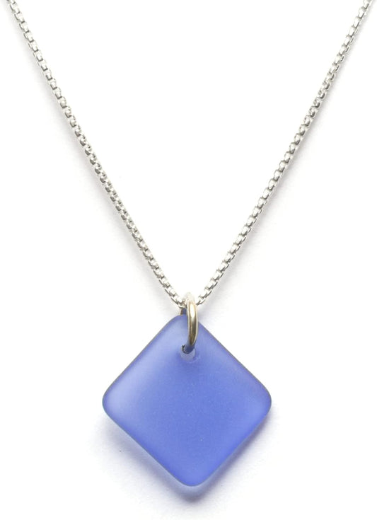 Sea Glass Delicate Diamond Pendant - Unique Handcrafted Jewelry