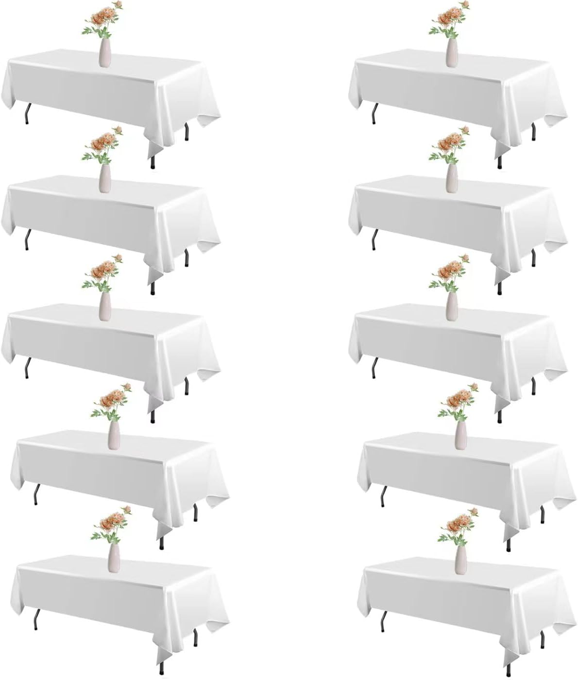 10 Pack Rectangle Tablecloths for Parties and Weddings