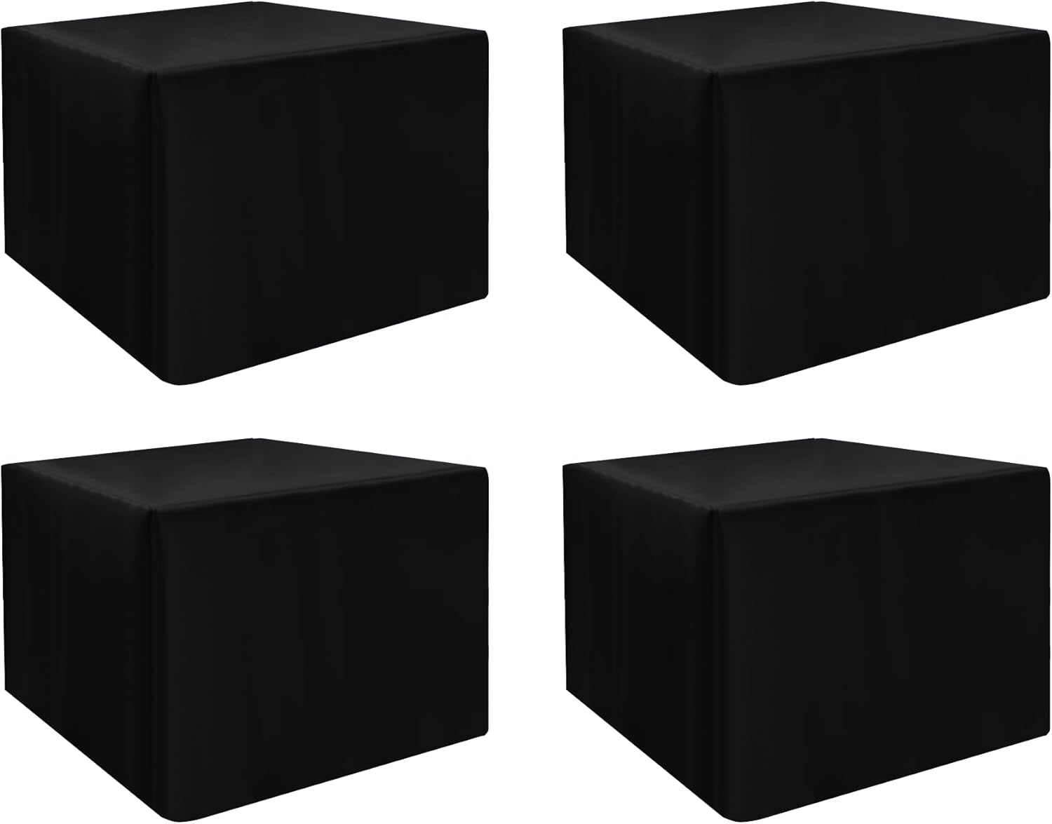 Fitted Square Table Covers for Card Tables - Set of 4 Black