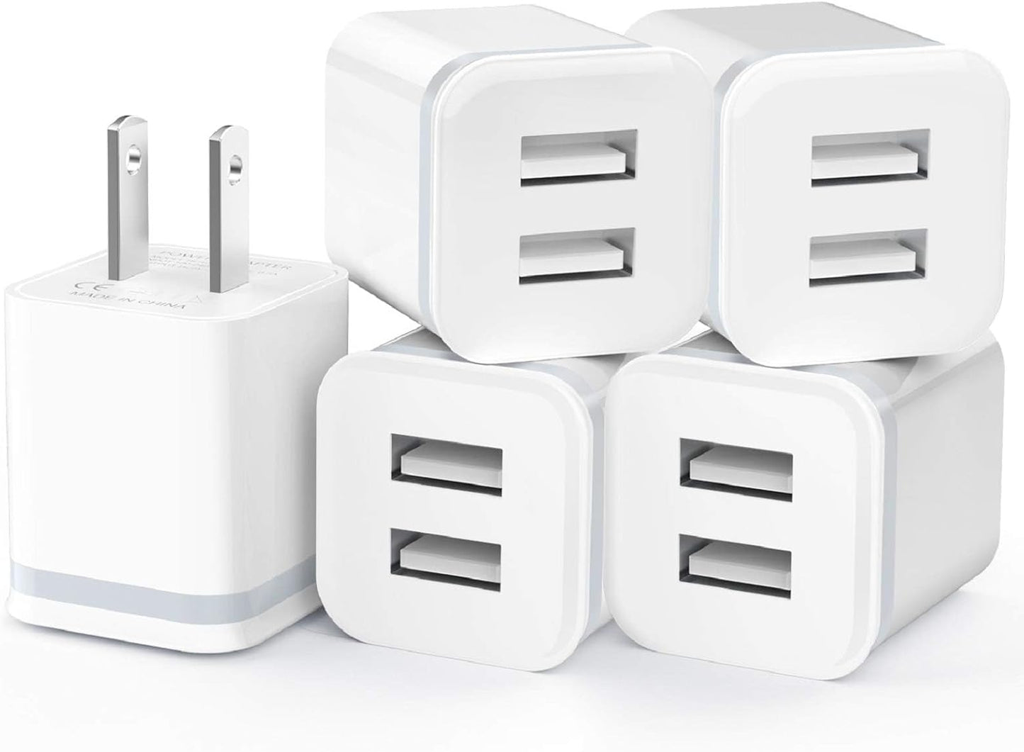 Fast Charge 5-Pack Dual Port USB Wall Charger Set by LUOATIP