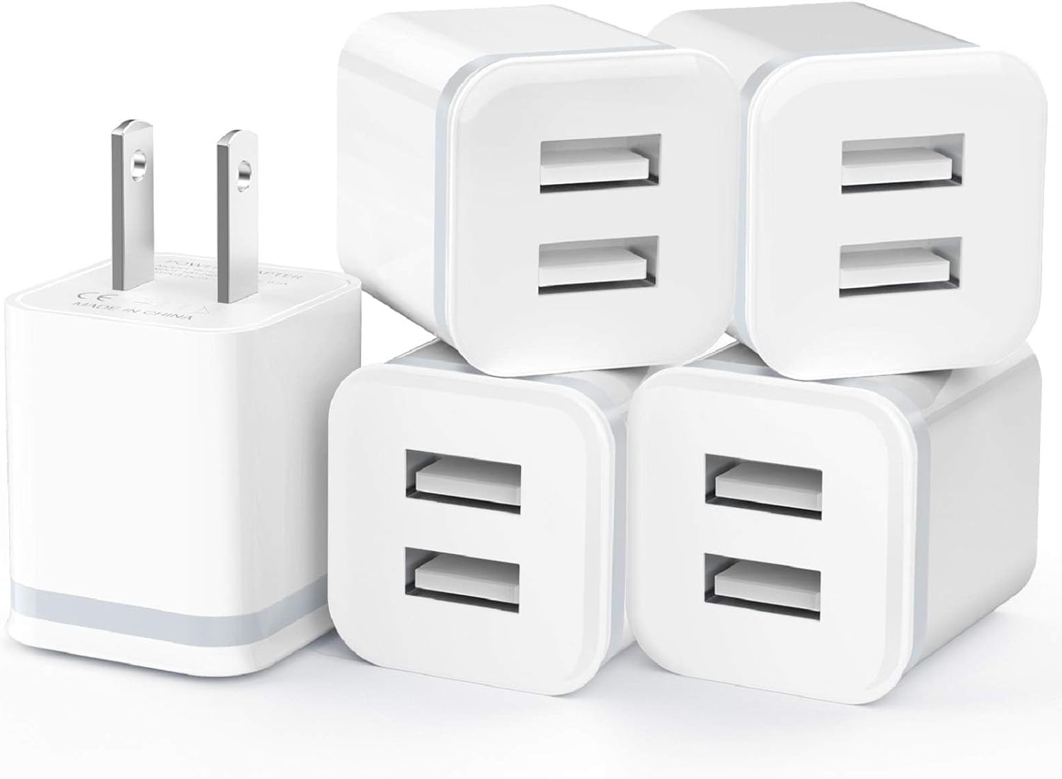 Fast Charge 5-Pack Dual Port USB Wall Charger Set by LUOATIP